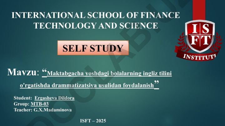 Maktabgacha yoshdagi bolalarning ingliz tilini o'rgatishda drammatizatsiya usulidan foydalanish