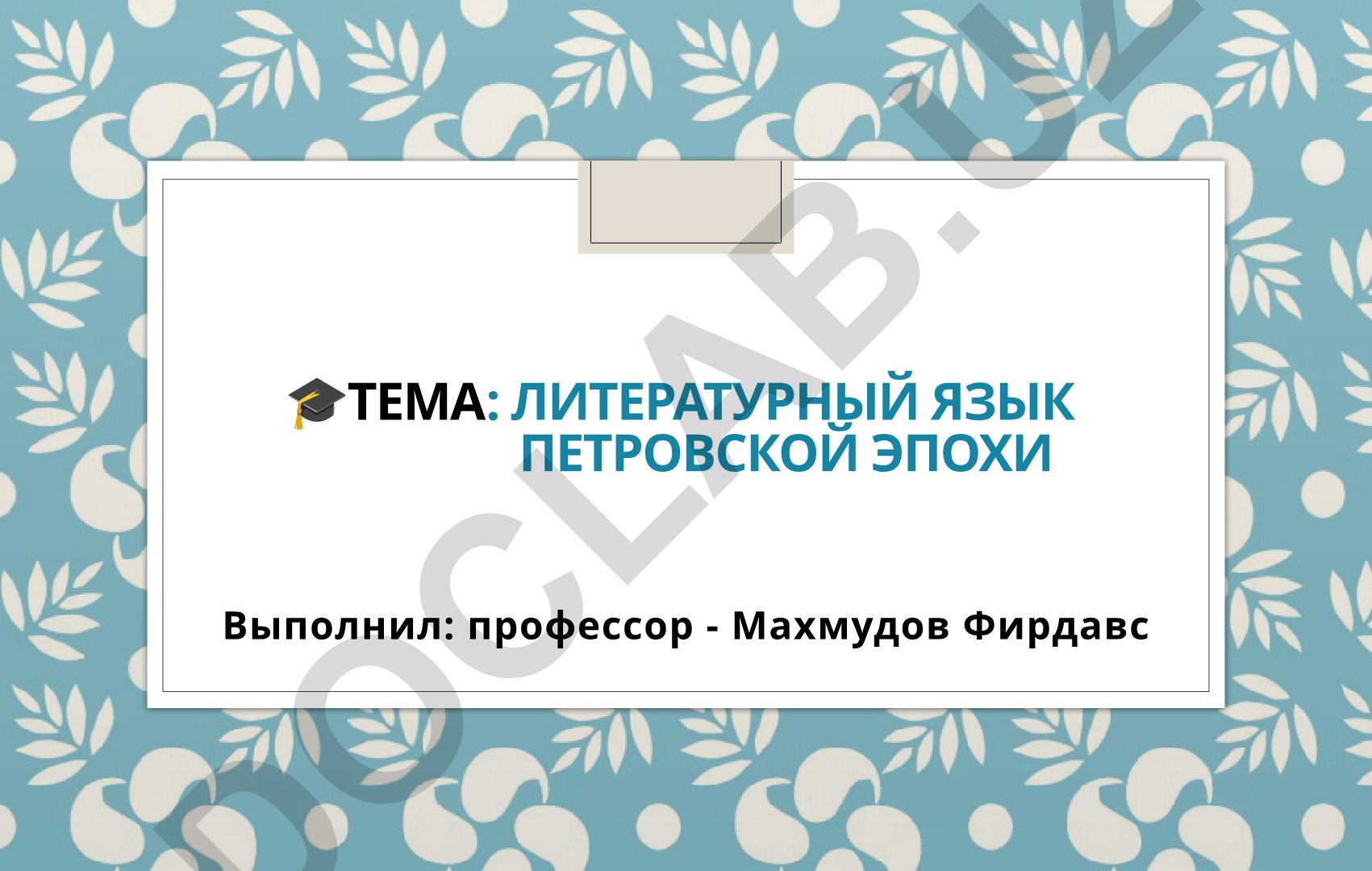 Литературный язык Петровской эпохи