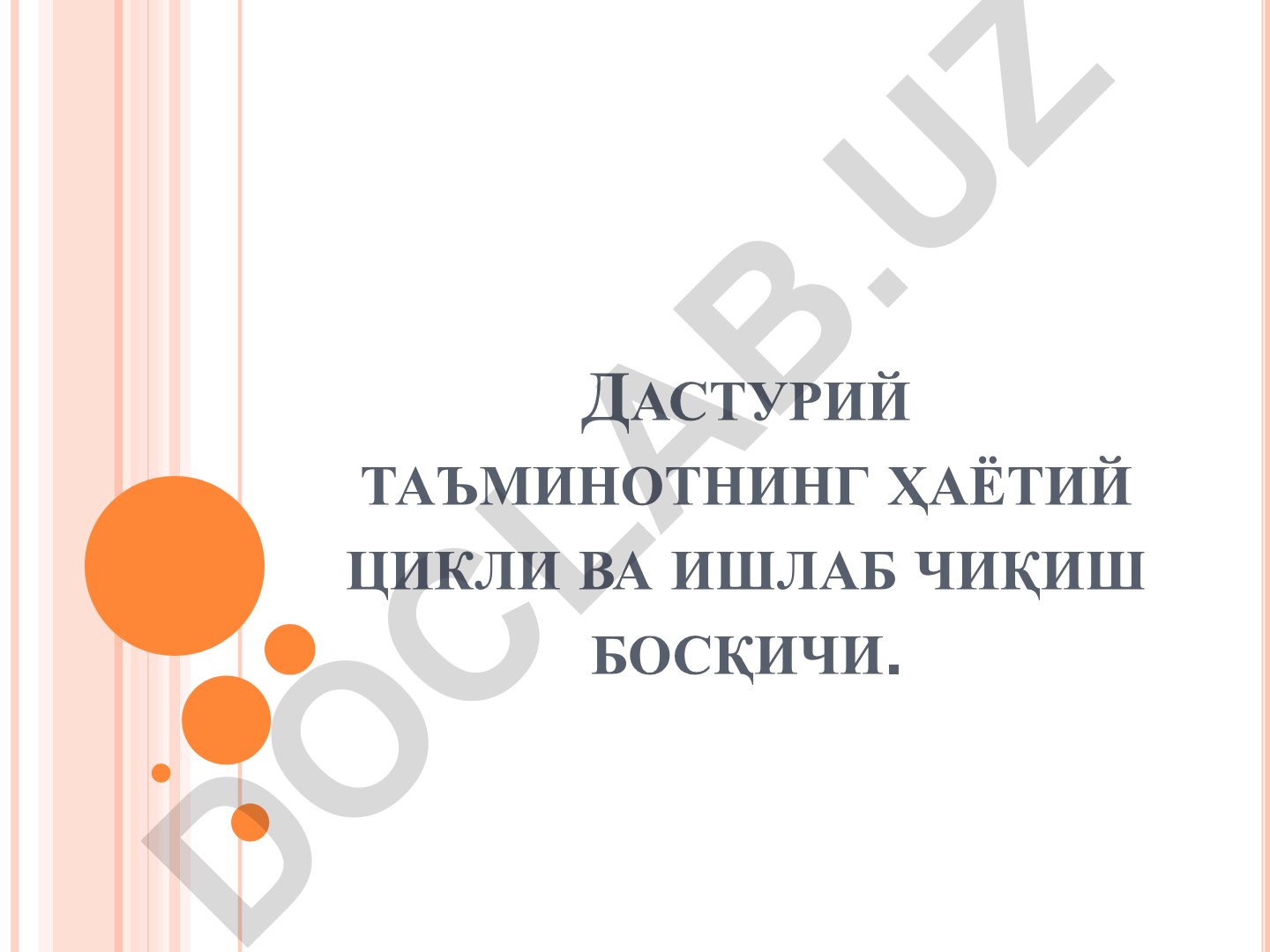 Дастурий таъминотнинг ҳаётий цикли ва ишлаб чиқиш босқичи