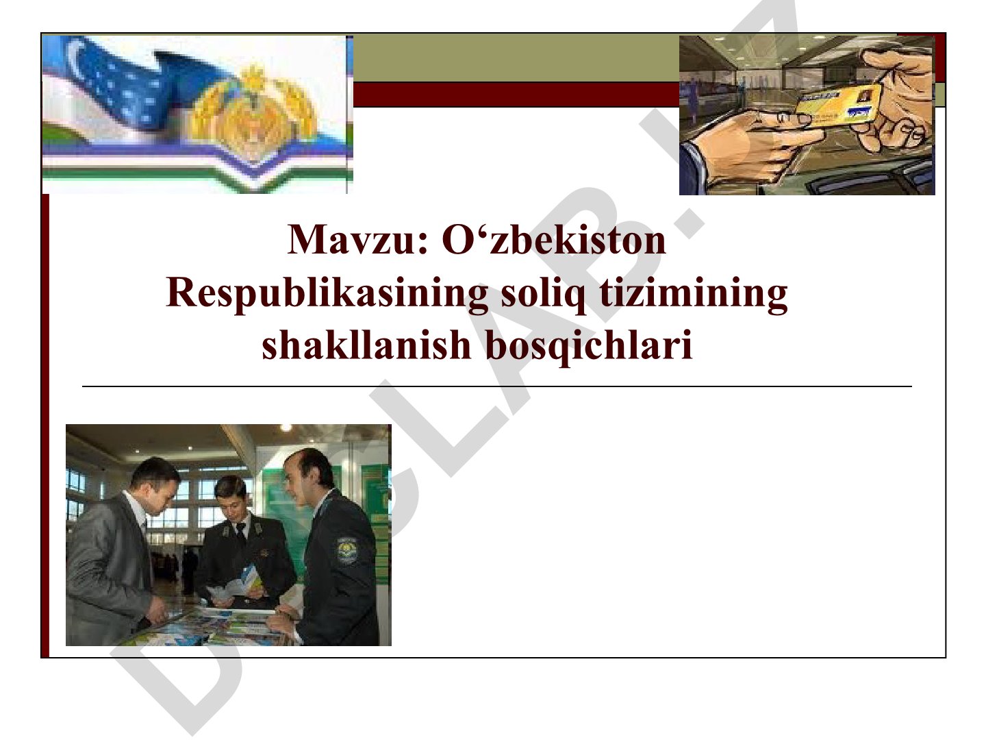 O‘zbekiston Respublikasining soliq tizimining shakllanish bosqichlari