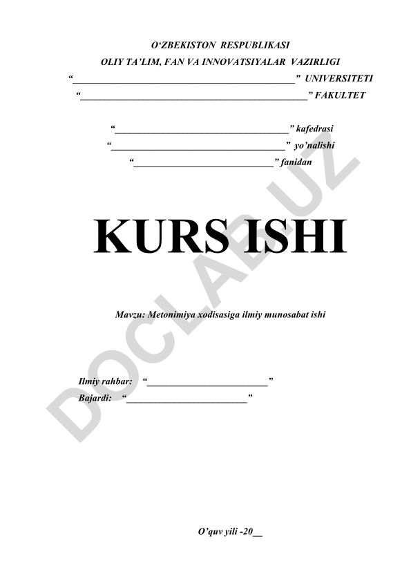 Metonimiya xodisasiga ilmiy munosabat ishi