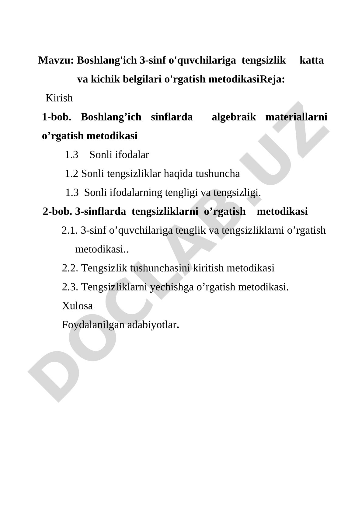 Boshlang'ich 3-sinf o'quvchilariga tengsizlik katta va kichik belgilari o'rgatish metodikasi