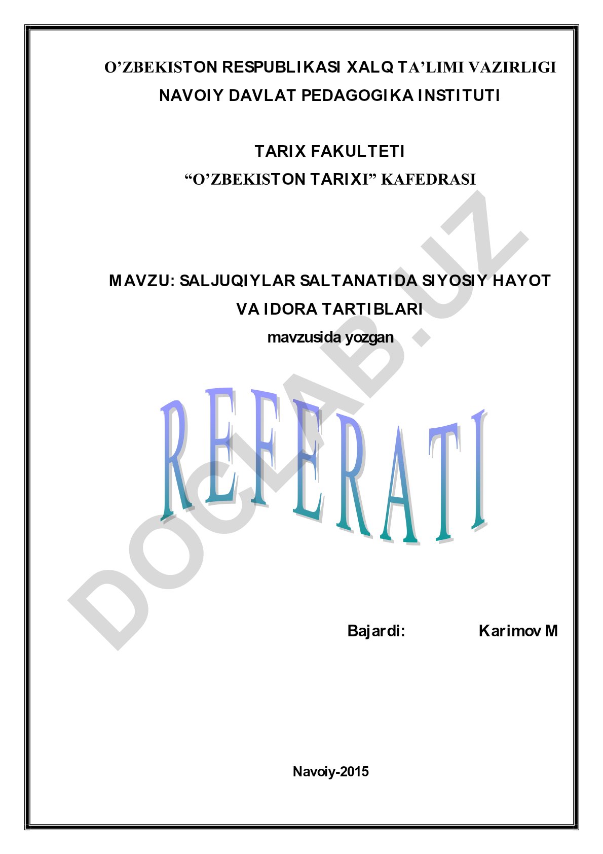 Saljuqiylar saltanatida siyosiy hayot va idora tartiblari