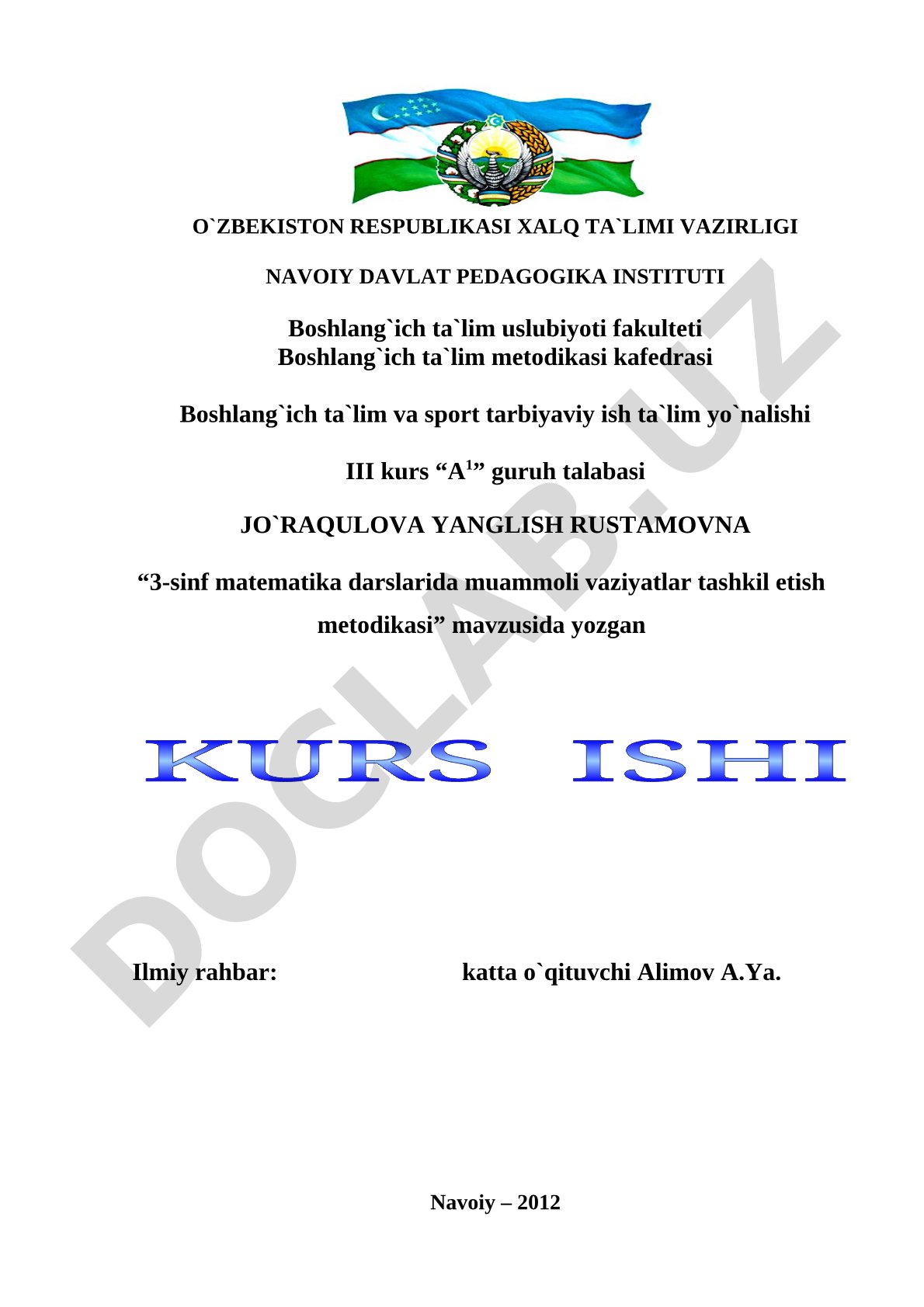3-sinf matematika darslarida muammoli vaziyatlar tashkil etish metodikasi