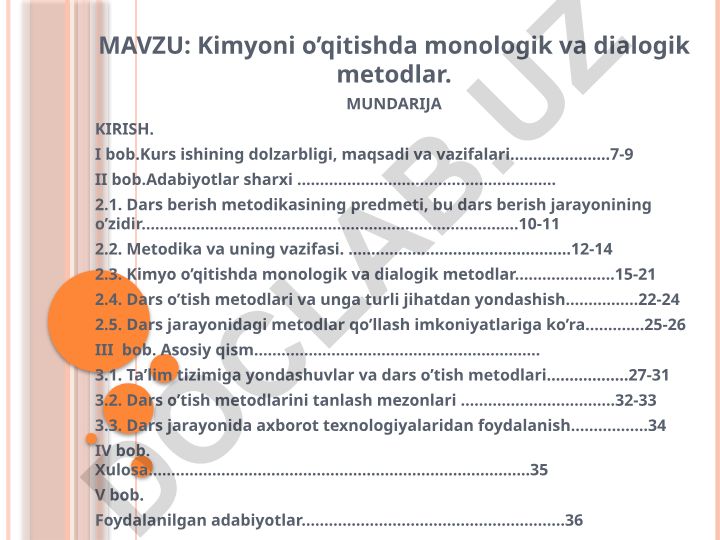 Kimyoni o’qitishda monologik va dialogik metodlar