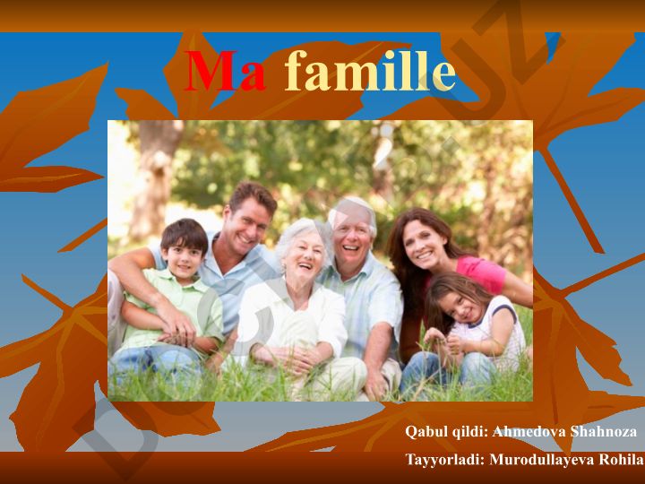 Ma famille - Présentation générale et caractéristiques