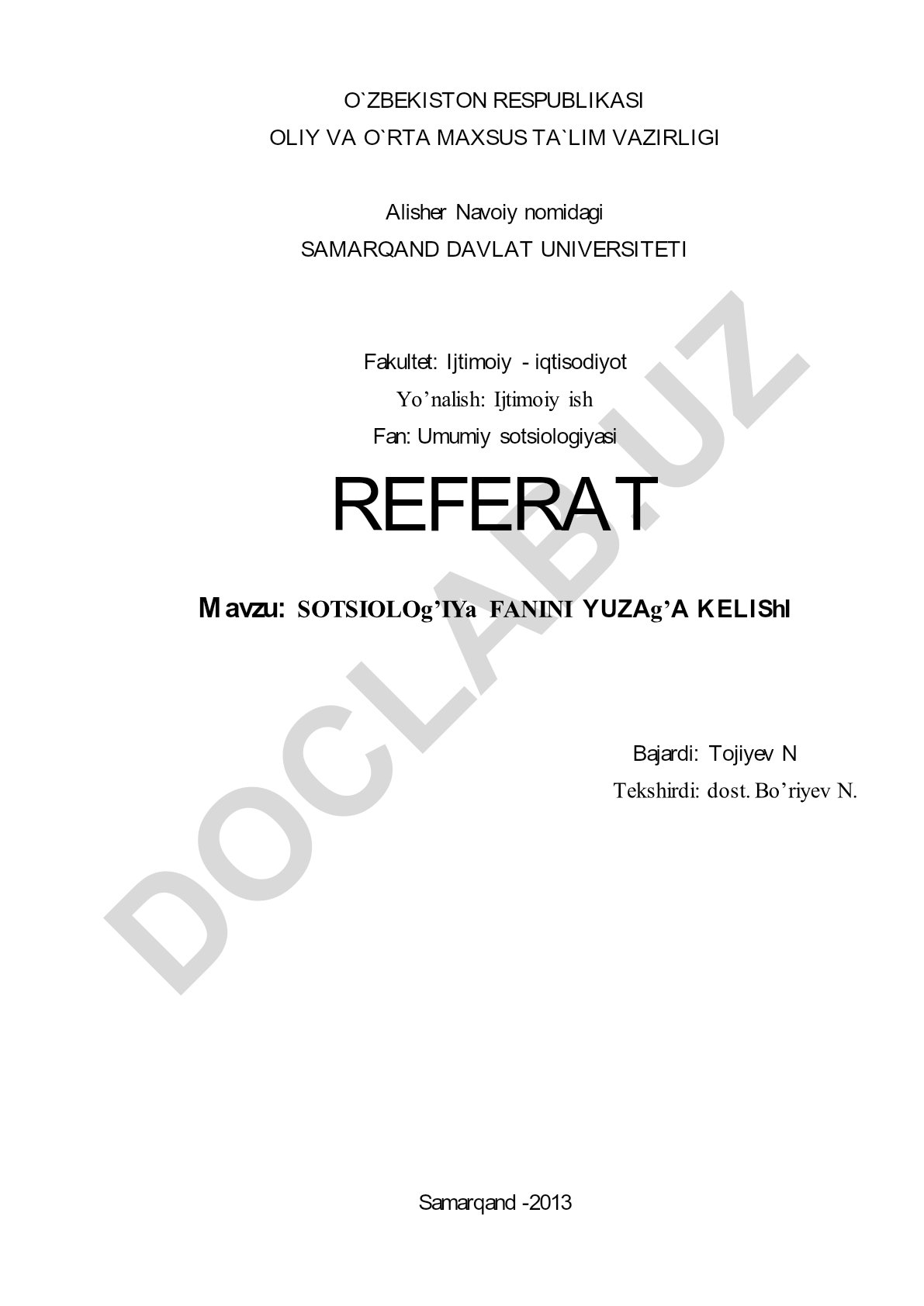 Sotsiologiya fanining yuzaga kelishi