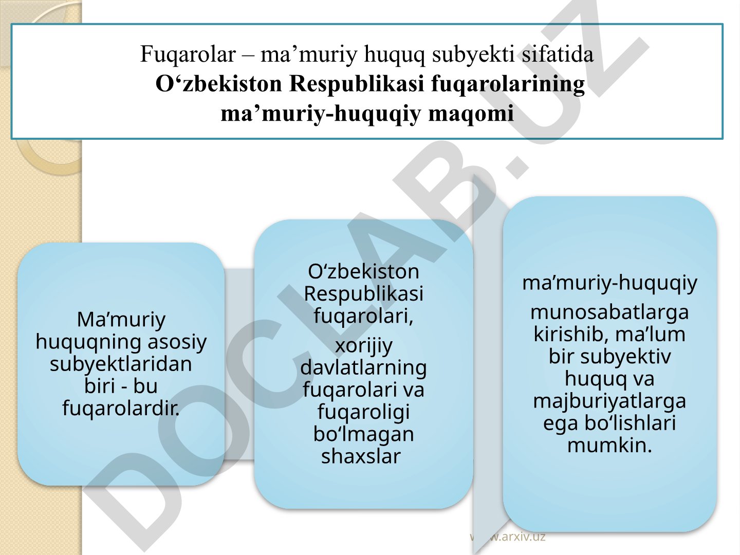 Fuqarolarning ma'buriy-huquqiy maqomi va huquqlari