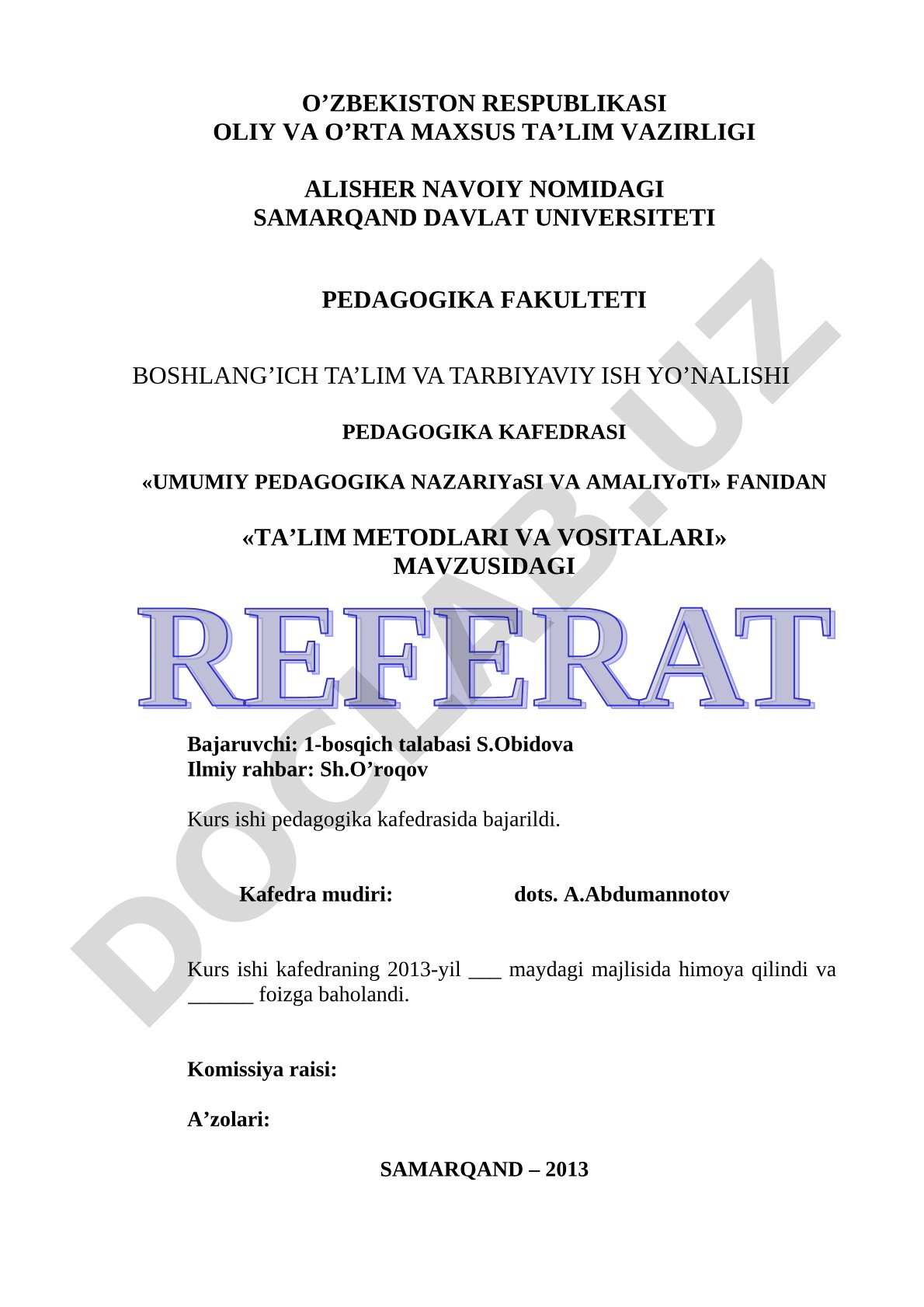 Ta'lim metodlari va vositalari