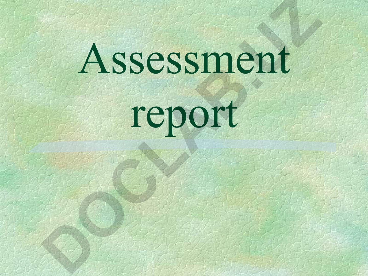 Assessment Report Purpose and Requirements