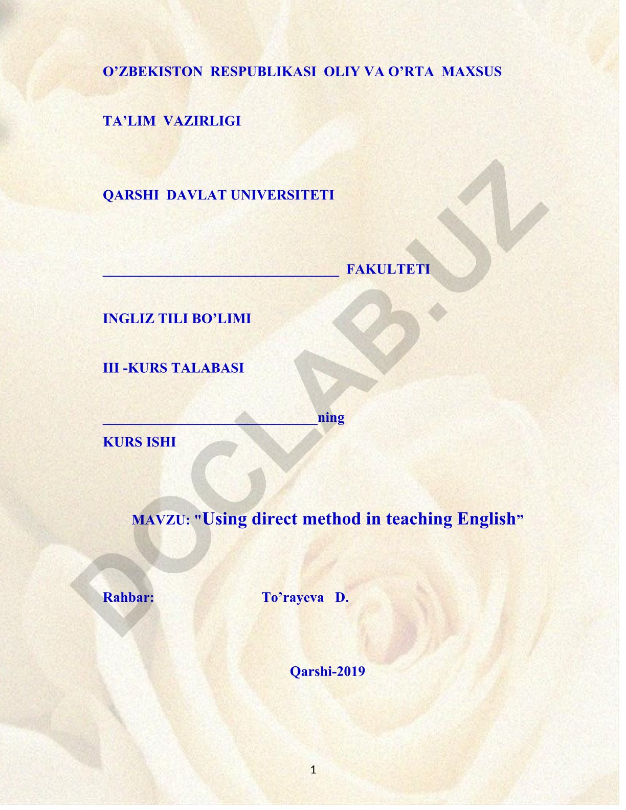 Using direct method in teaching English