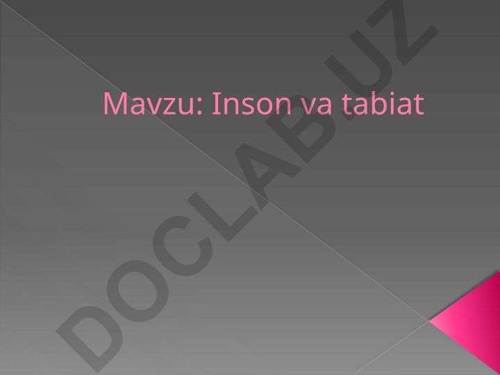 Inson va tabiat