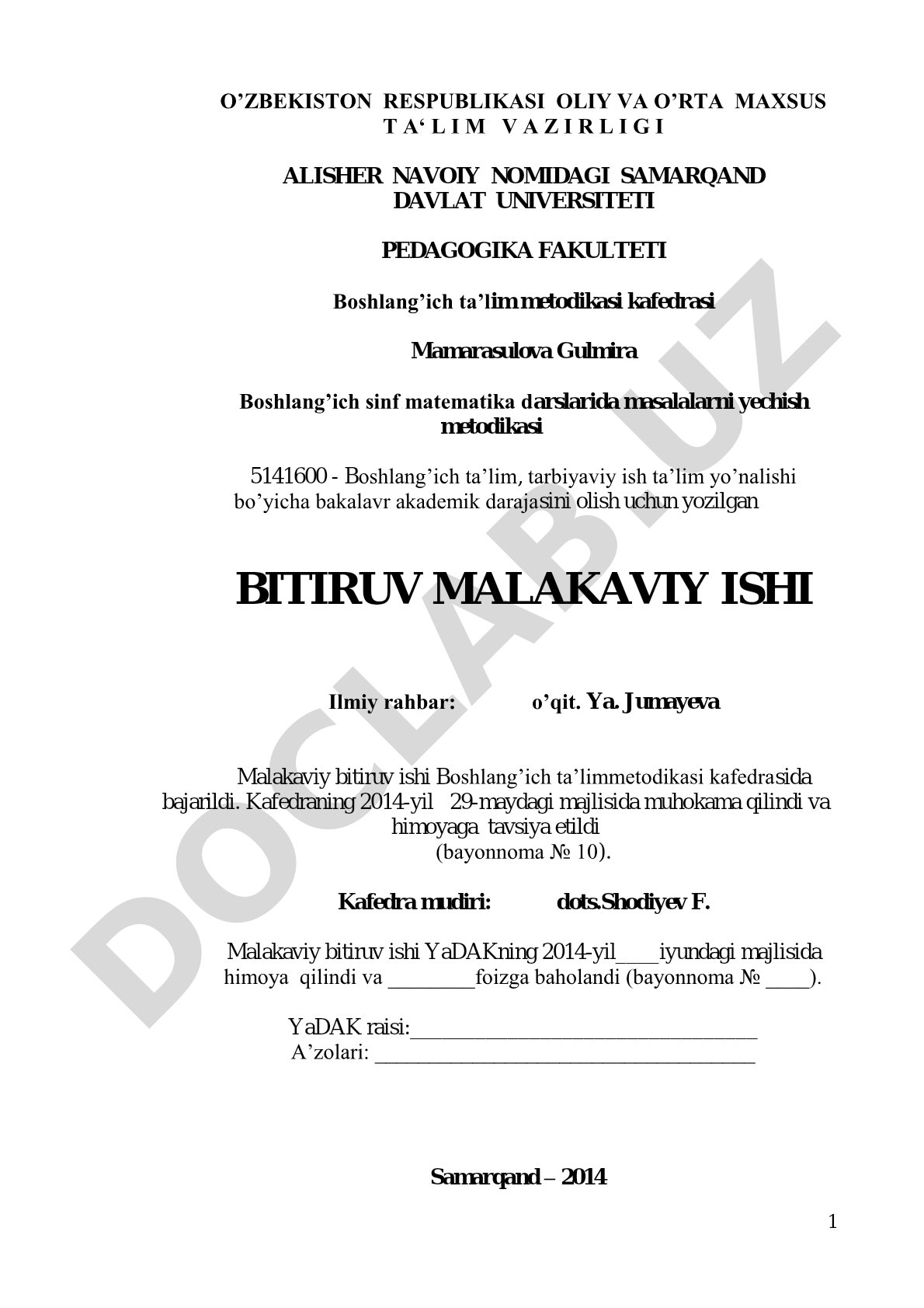 Boshlang'ich sinf matematika darslarida masalalarni yechish metodikasi