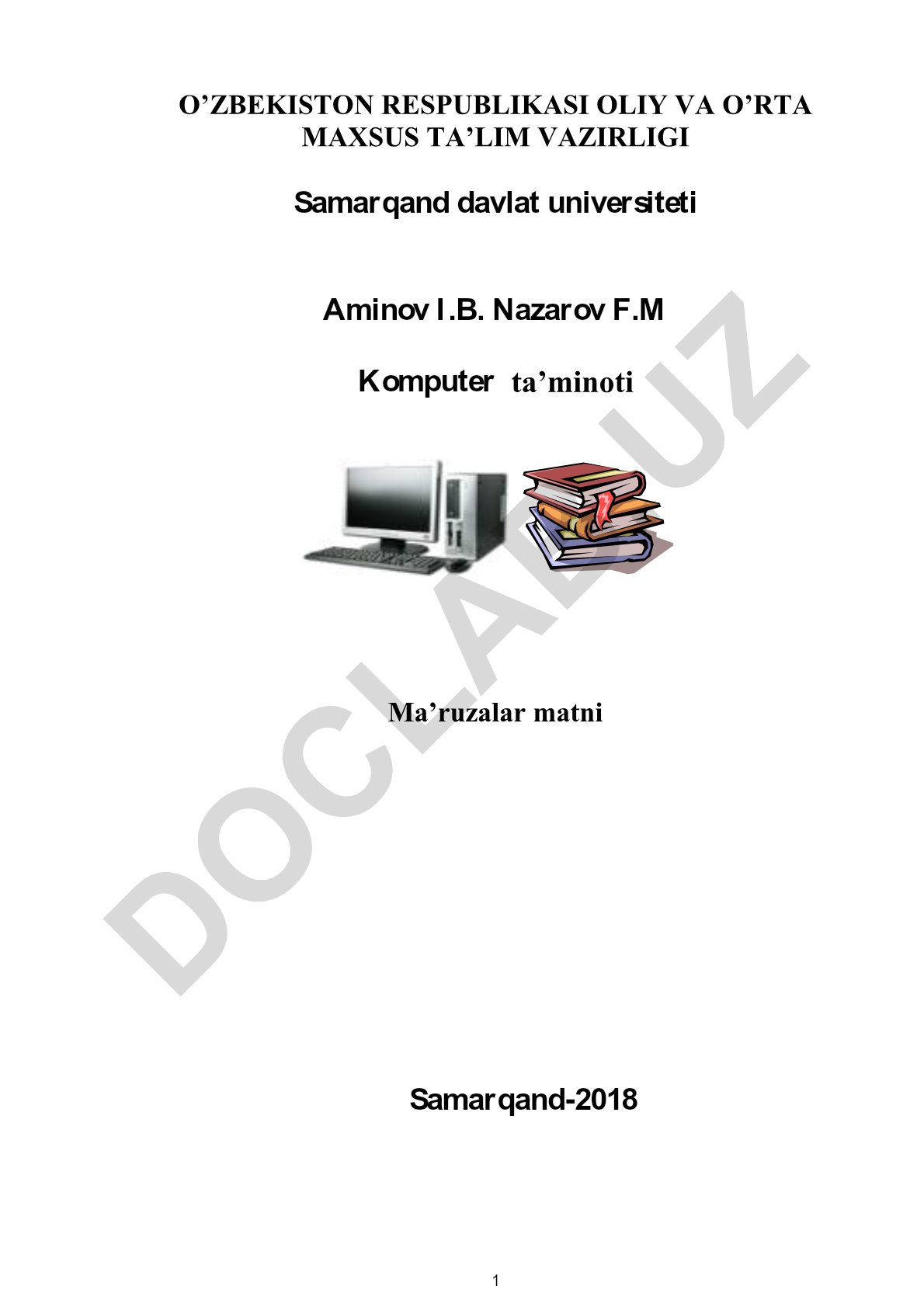 Komputer ta'minoti fanining kirish qismi va kompyuter avlodlari