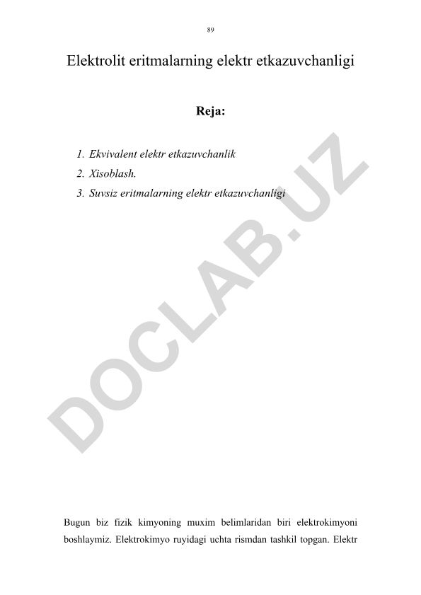 Elektrolit eritmalarning elektr etkazuvchanligi