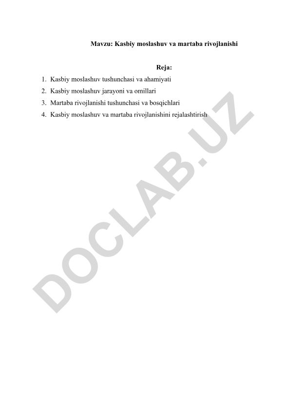 Kasbiy moslashuv va martaba rivojlanishi