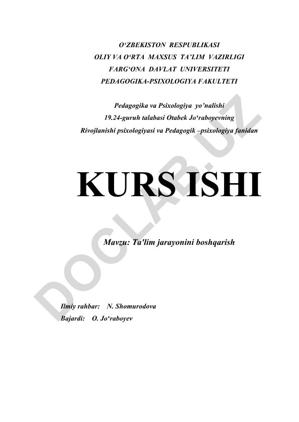 Ta'lim jarayonini boshqarish