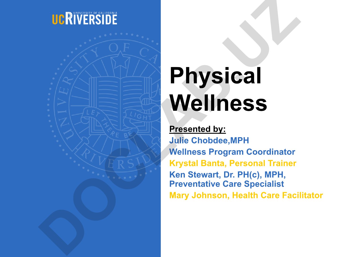 Physical Wellness: Healthy Weight, Nutrition and Exercise Planning