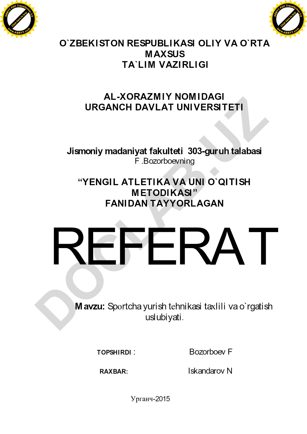 Sportcha yurish texnikasi tahlili va o'rgatish uslubiyati