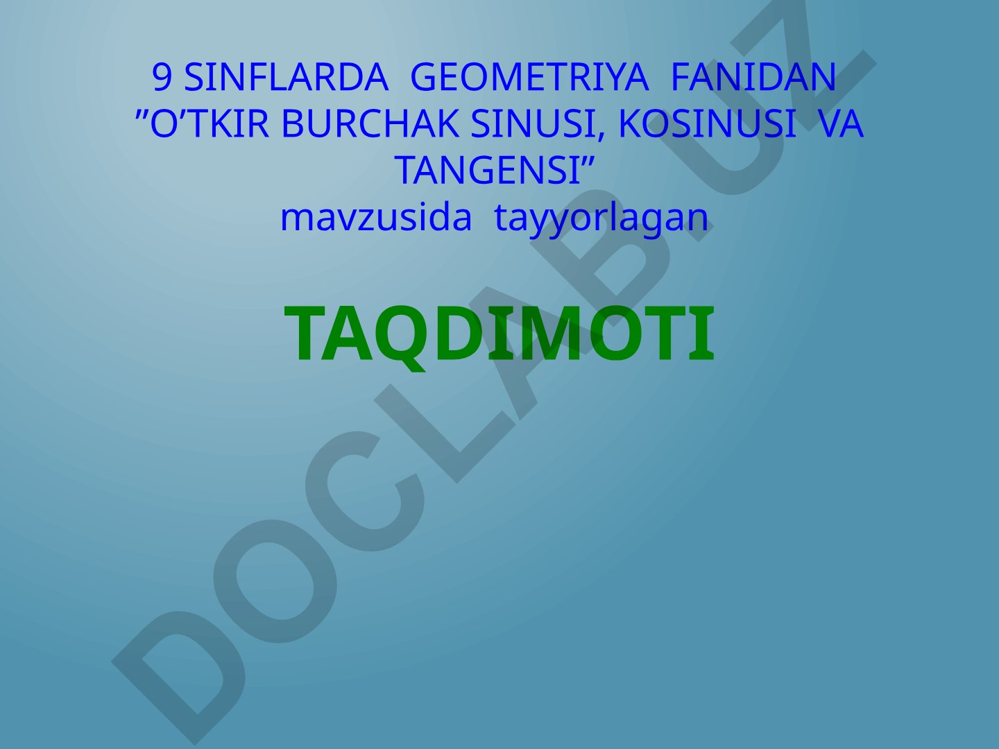 O'tkir burchak sinusi, kosinusi va tangensi