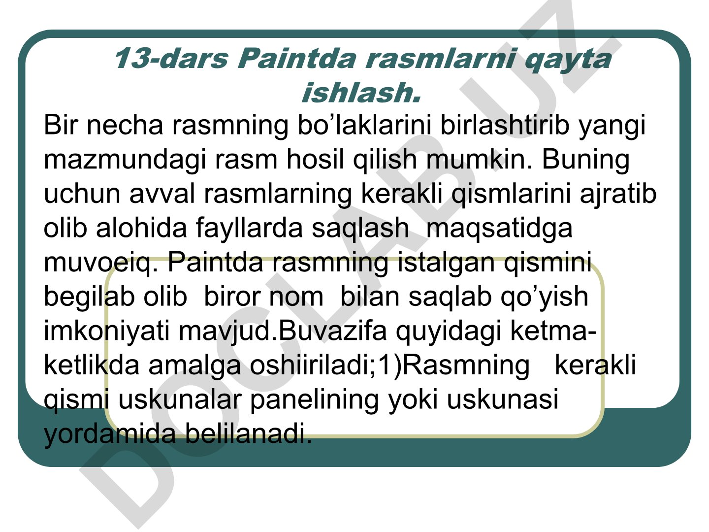 Paint dasturida rasmlarni qayta ishlash va birlashtirish