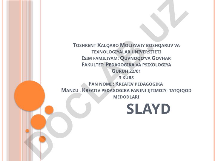 Kreativ pedagogika fanini ijtimoiy-tadqiqot metodlari