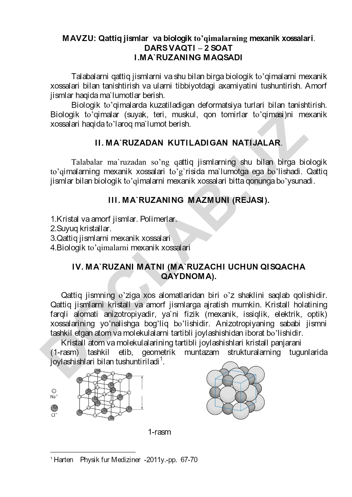 Qattiq jismlar va biologik to'qimalarning mexanik xossalari