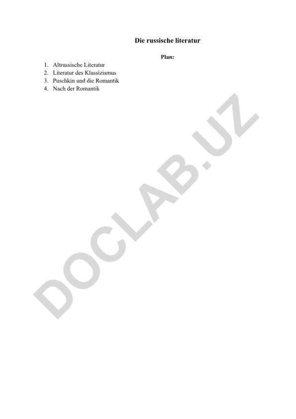 Russische Literatur: Von der altrussischen Literatur bis zum Klassizismus