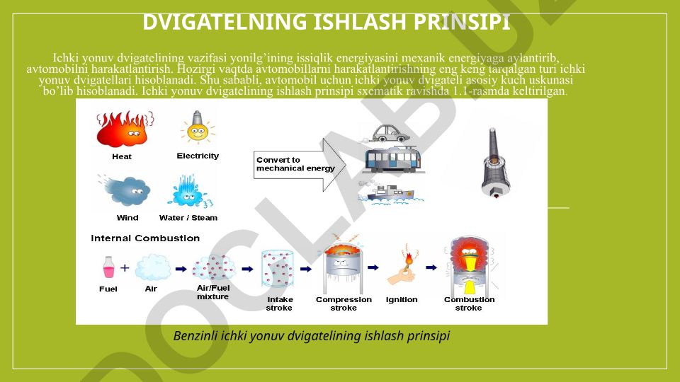 Ichki yonuv dvigatelining ishlash prinsipi