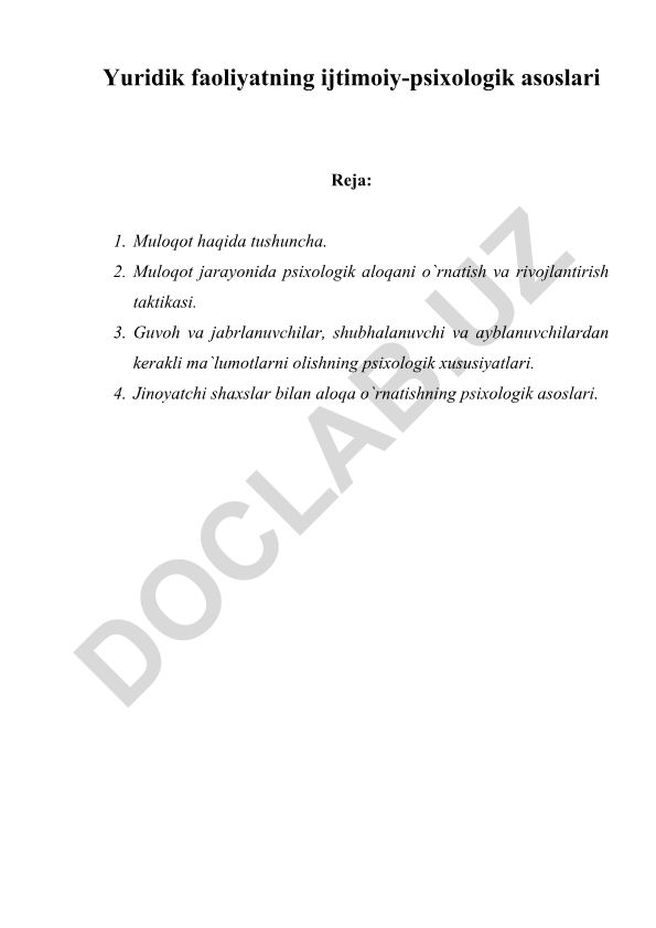 Yuridik faoliyatning ijtimoiy-psixologik asoslari