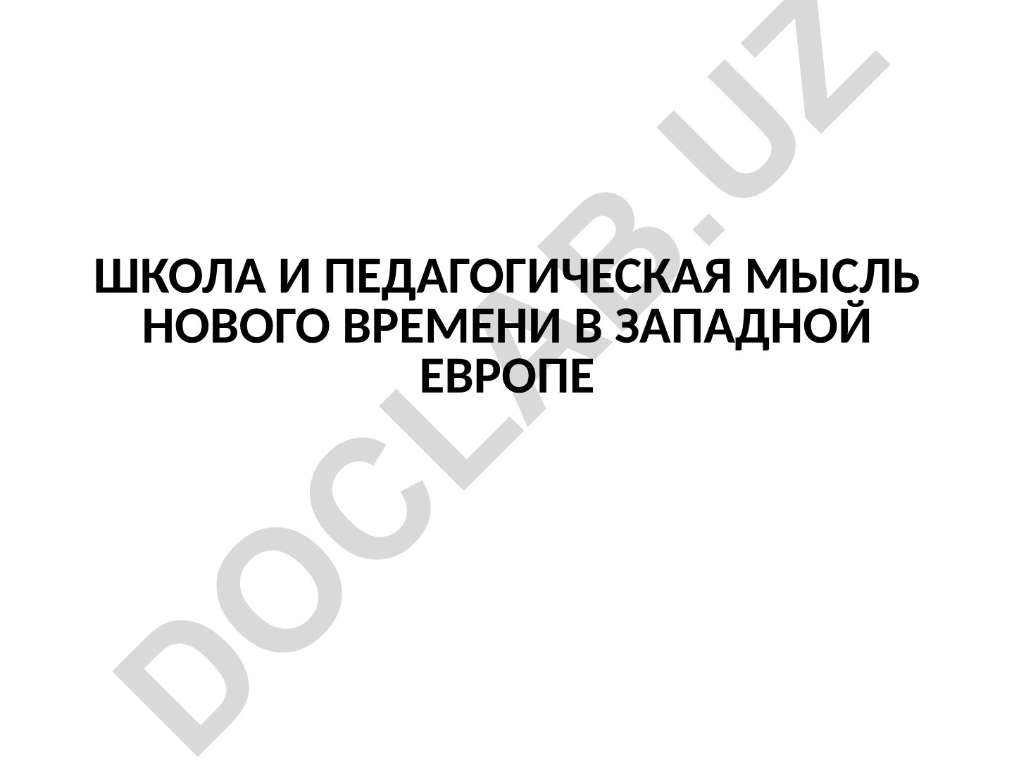 Школа и педагогическая мысль нового времени в Западной Европе