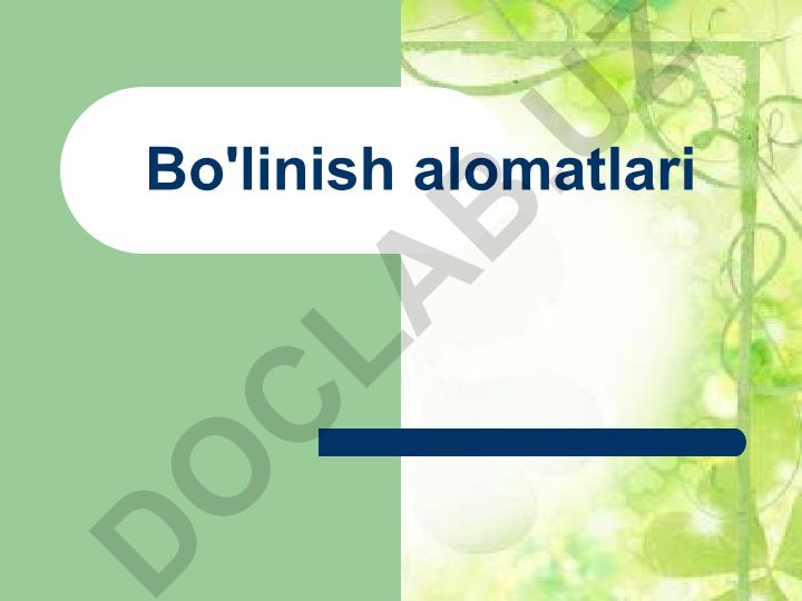 Bo'linish alomatlari va butun nomanfiy sonlar to'plami