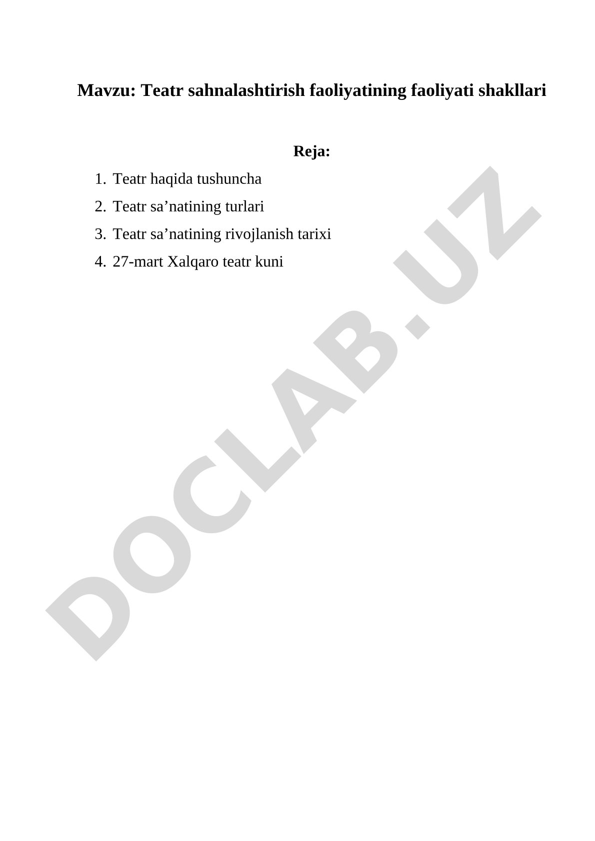 Teatr sahnalashtirish faoliyatining shakllari