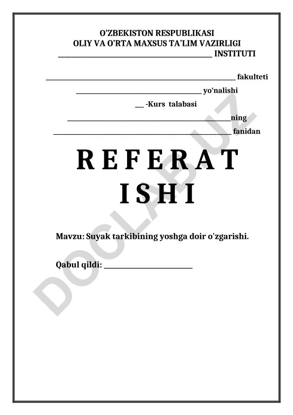 Suyak tarkibining yoshga doir o'zgarishi