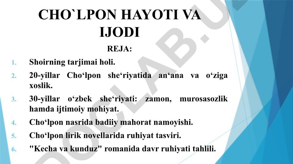 Choʻlpon hayoti va ijodi