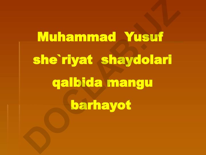 Muhammad Yusuf she'riyati va unga berilgan mukofotlar