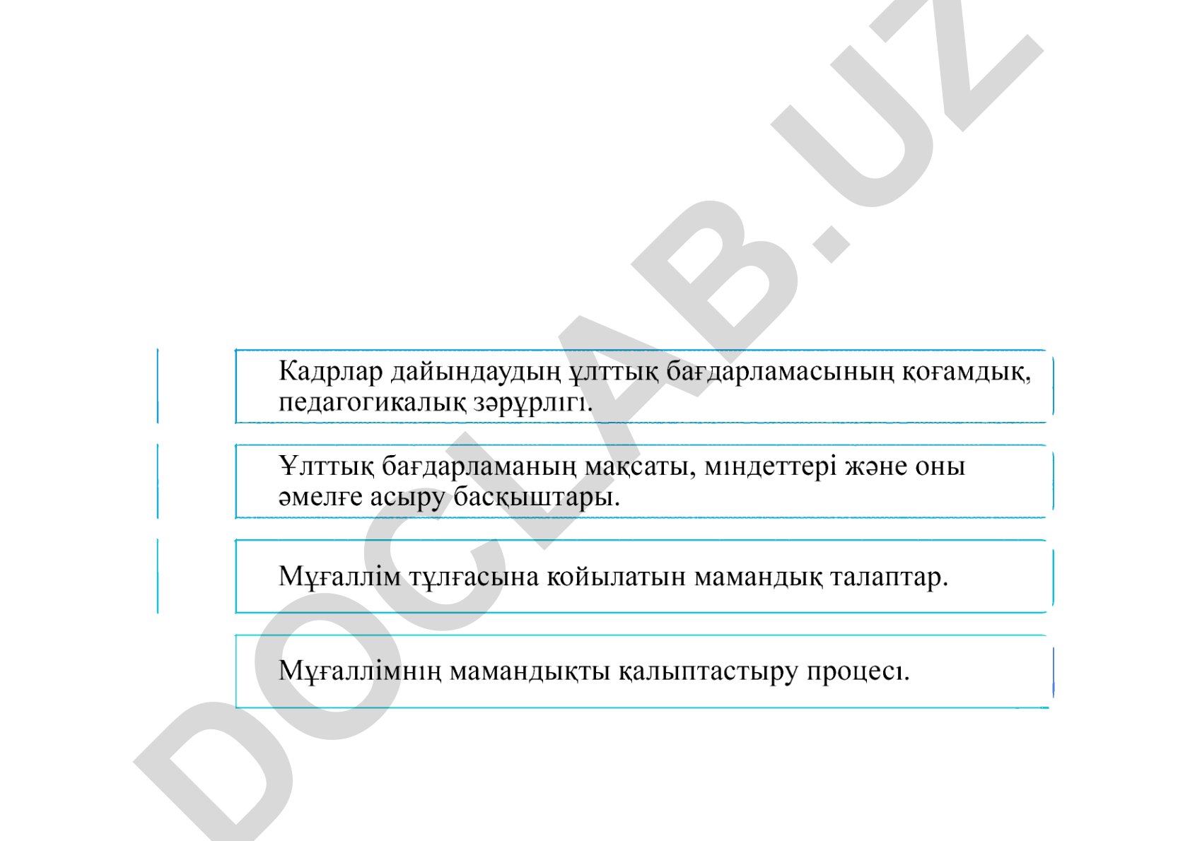 Кадрларды дайындаудың ұлттық моделі және педагогтың кәсіби мамандығы