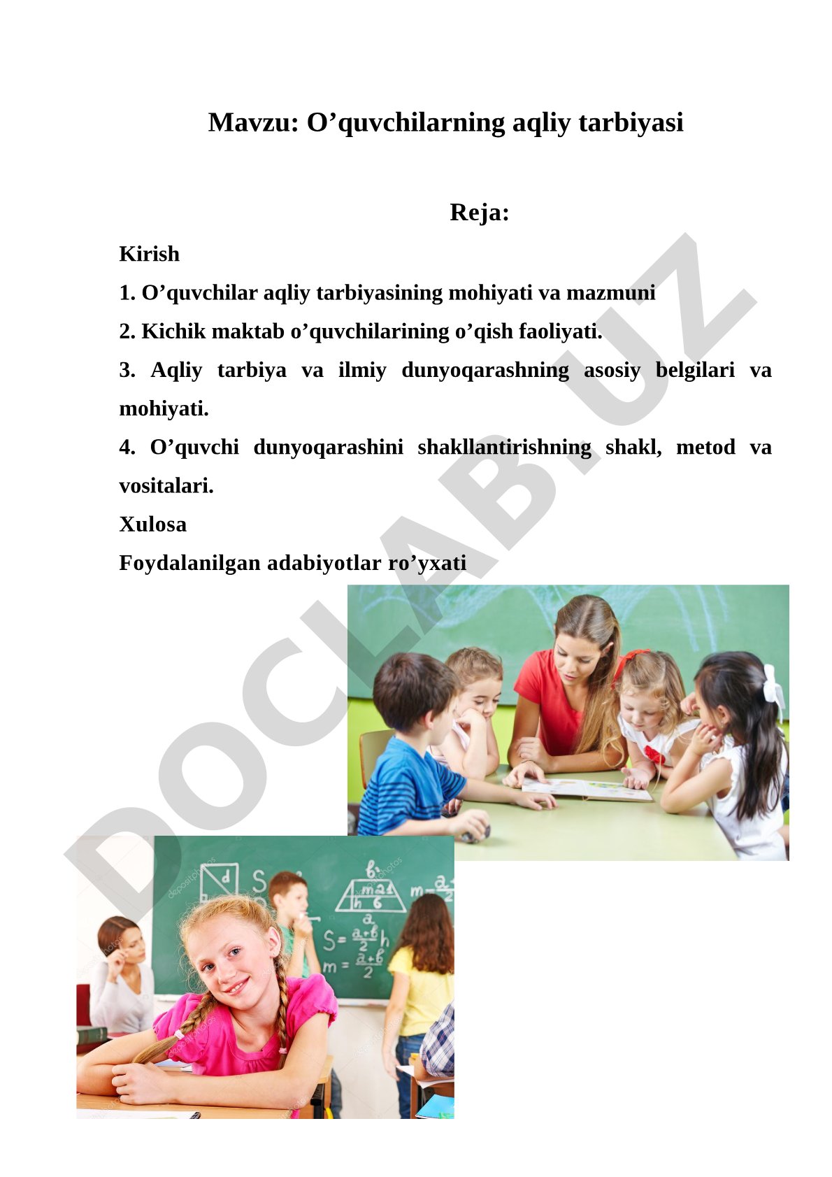 O'quvchilarning aqliy tarbiyasi