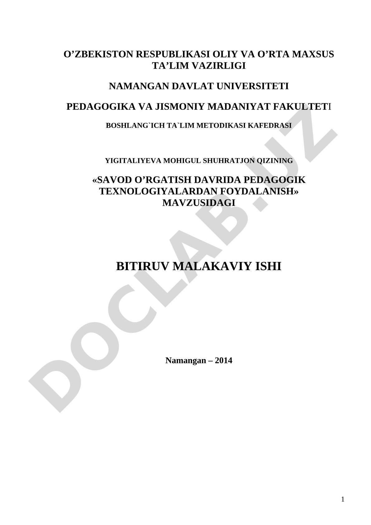 Savod o'rgatish davrida pedagogik texnologiyalardan foydalanish