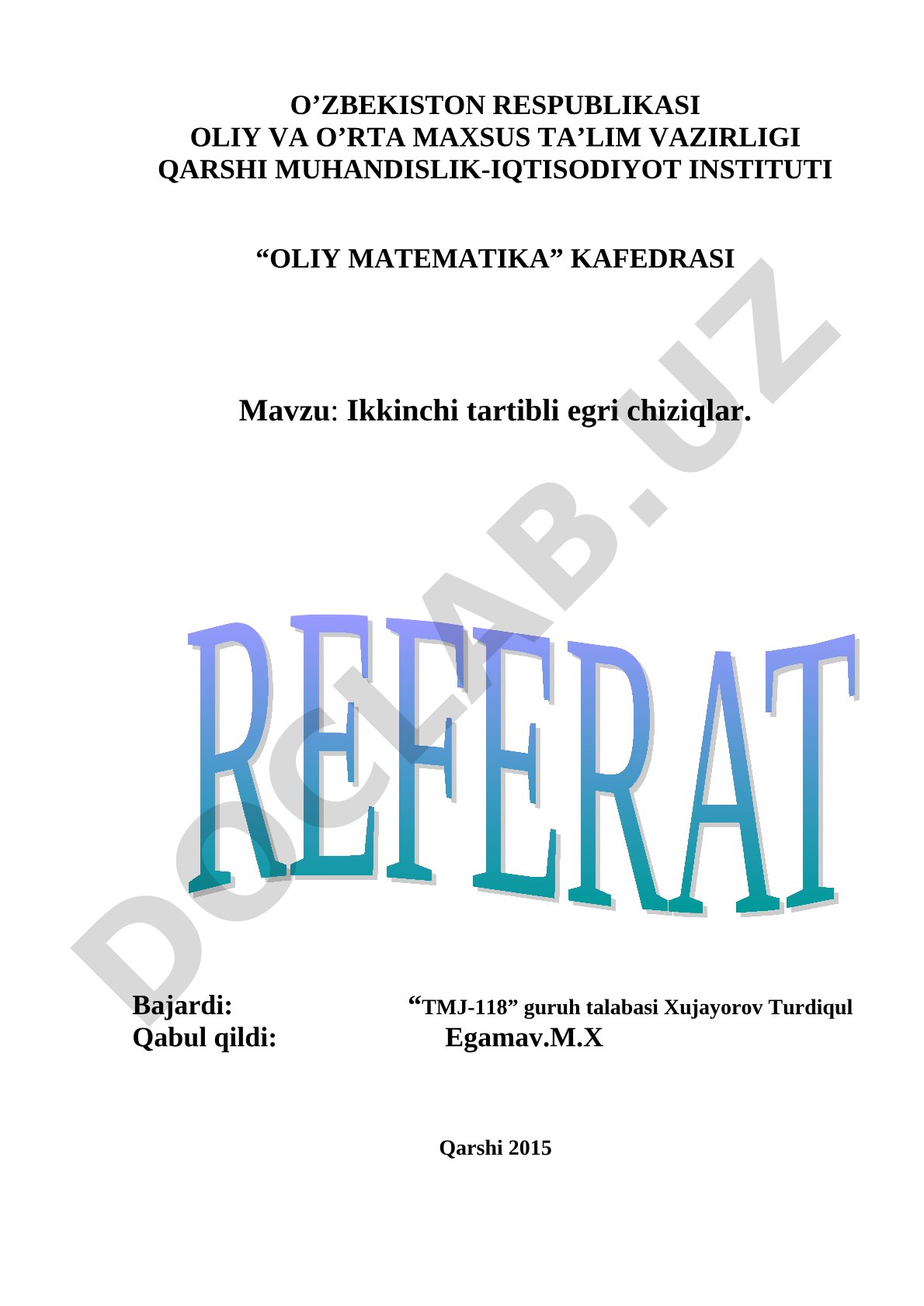 Ikkinchi tartibli egri chiziqlar