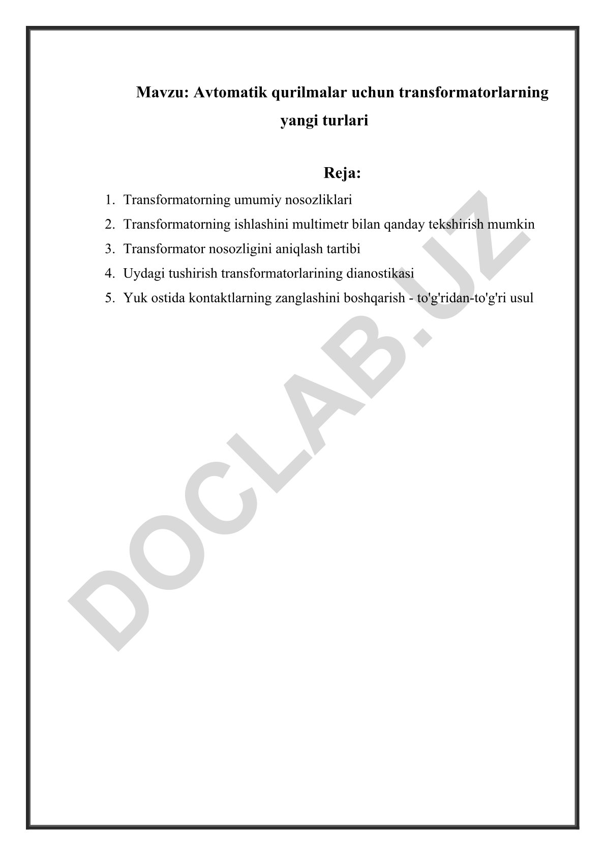Avtomatik qurilmalar uchun transformatorlarning yangi turlari
