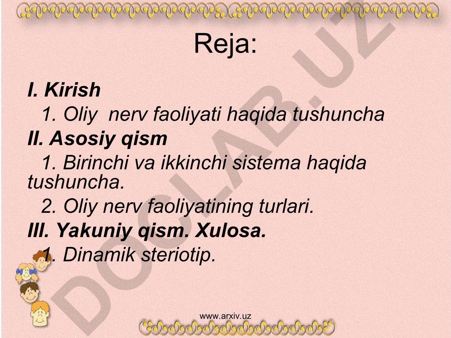 Oliy nerv faoliyati va signallar sistemasi
