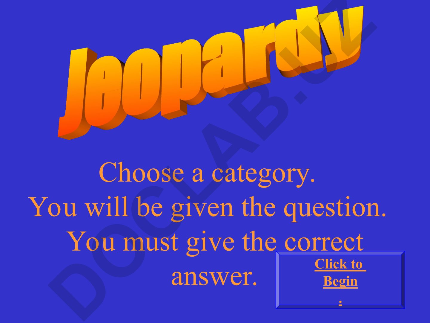 Jeopardy o'yini shablonidan foydalanish bo'yicha ko'rsatmalar