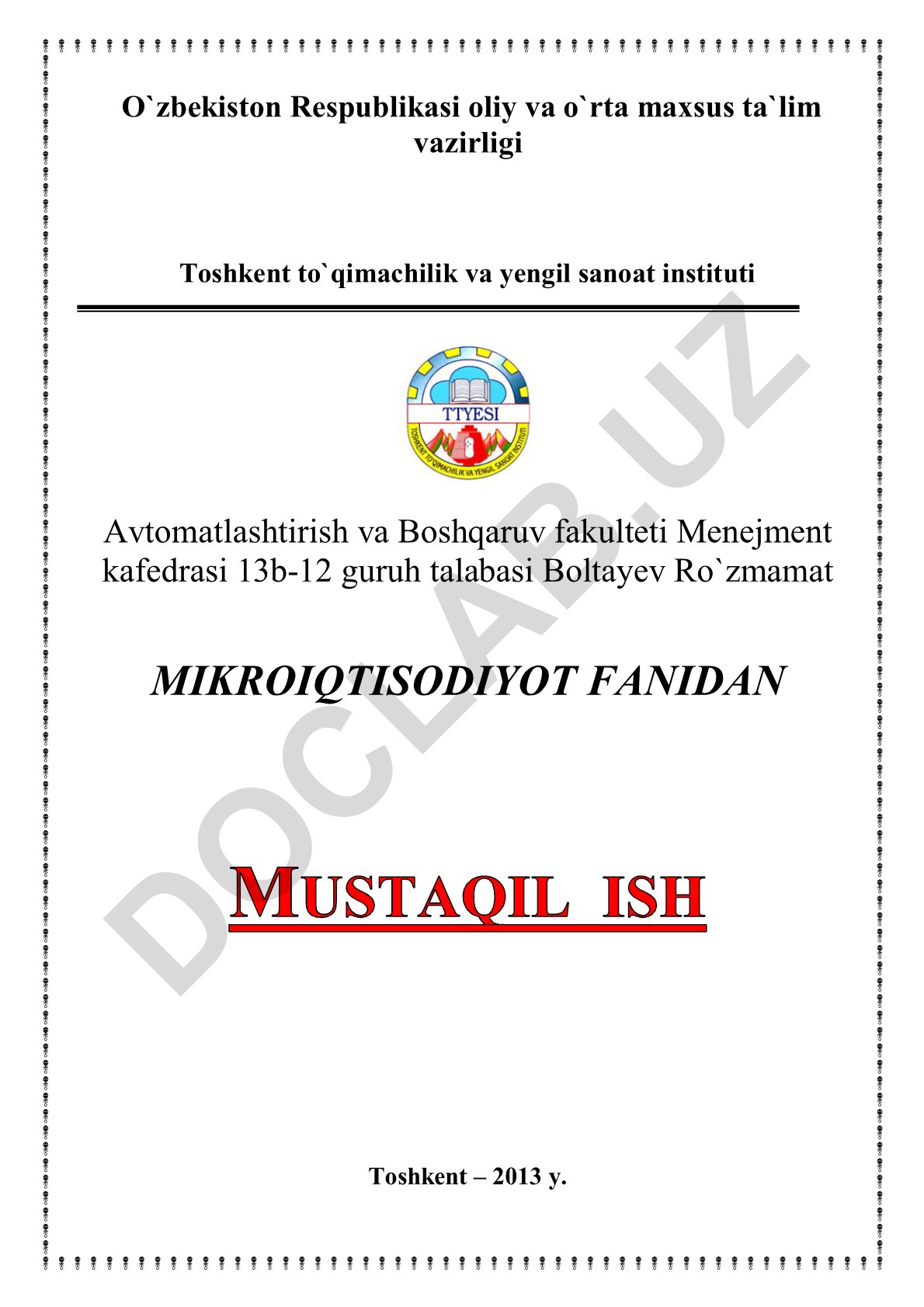 Davlatning bozorga ta'sirini baholash va raqobatlashgan bozor samaradorligi