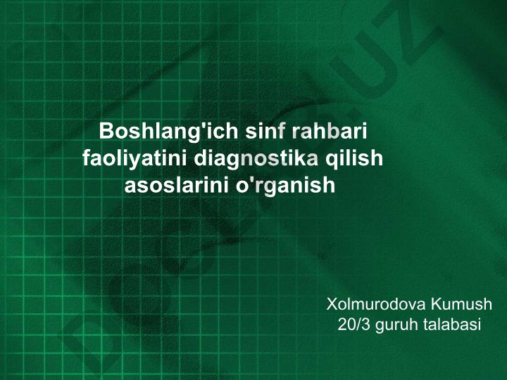 Boshlang'ich sinf rahbari faoliyatini diagnostika qilish asoslari