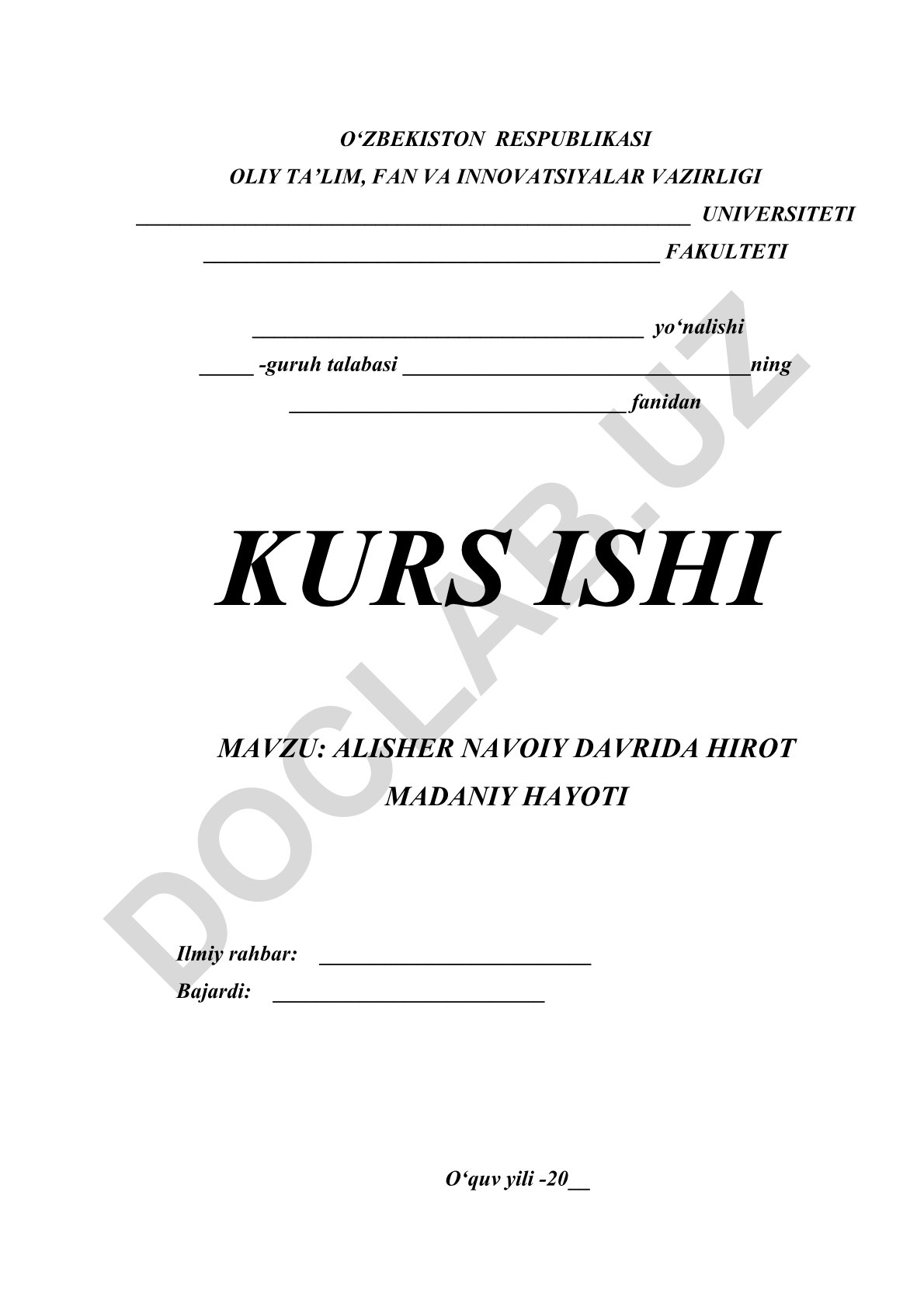 Alisher Navoiy davrida Hirot madaniy hayoti