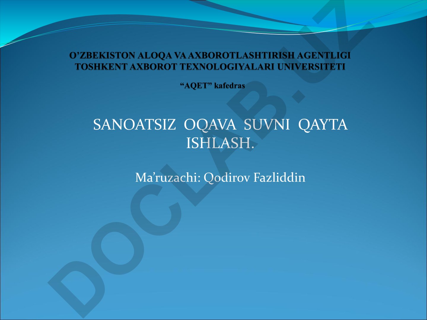 Sanoatsiz oqava suvni qayta ishlash