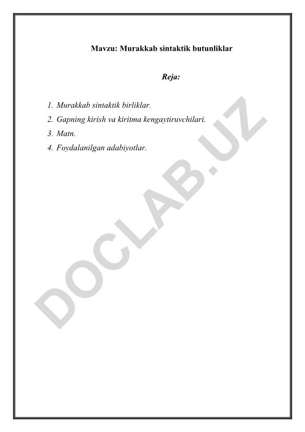 Murakkab sintaktik butunliklar