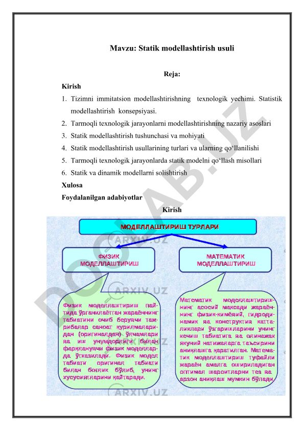 Statik modellashtirish usuli
