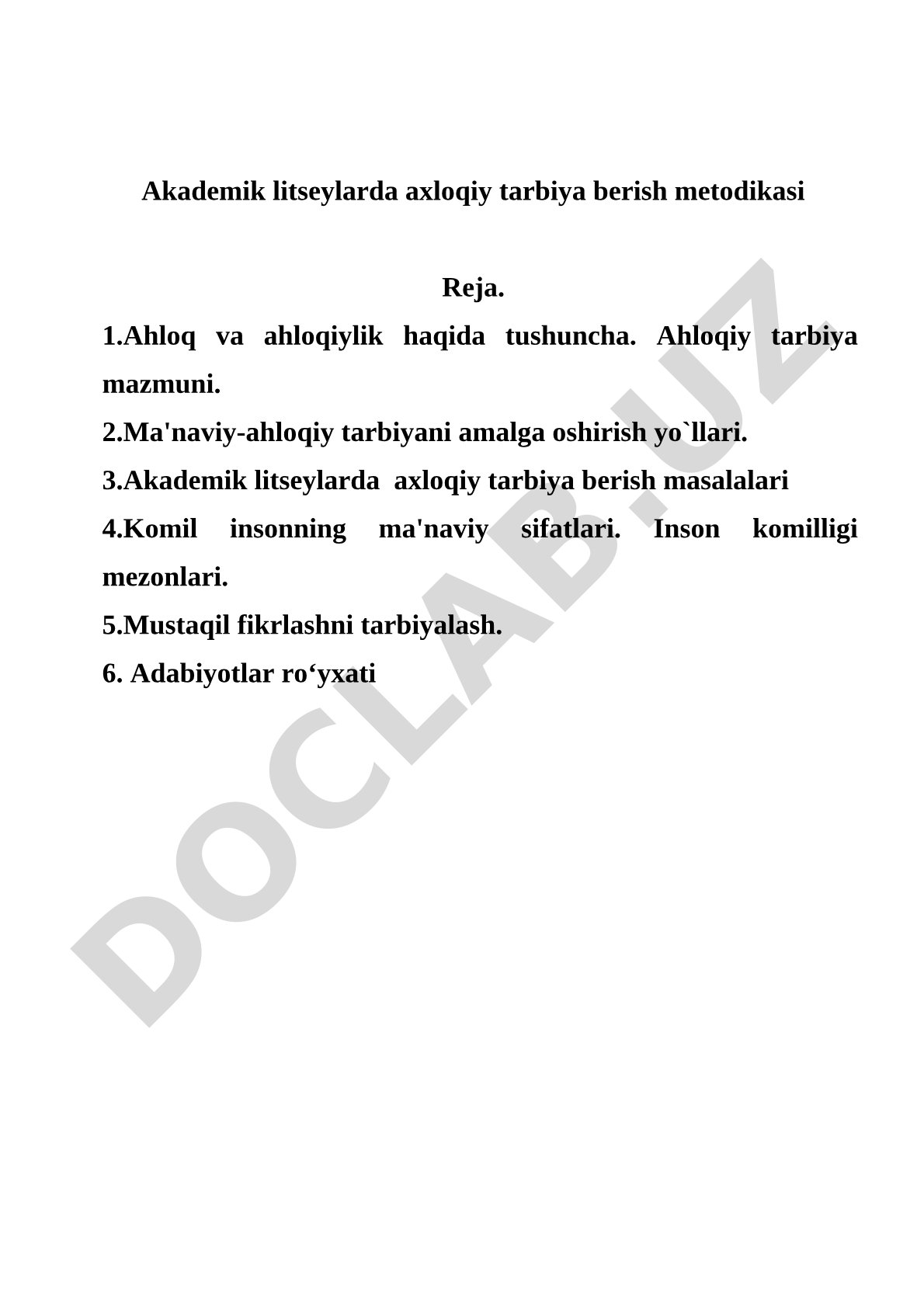 Akademik litseylarda axloqiy tarbiya berish metodikasi